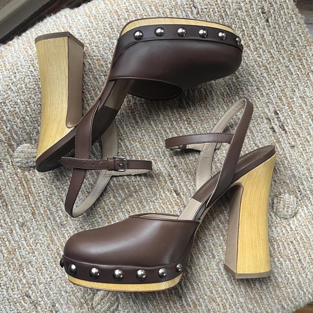 MKC Michael Kors Gail Calf Leather Mary Jane Clogs in Brown